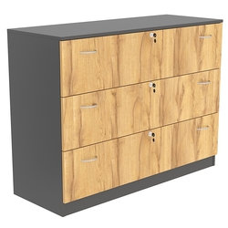 Тумба T-13 1200мм (H-900мм, с тремя выдвижными ящиками), Темно-серый и Дуб Золотистый