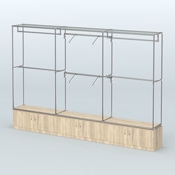 Торговая система ХРОМ без ДСП 3600 мм №5 с тумбами Т-21 и поручнями, Дуб Сонома