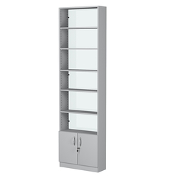 Стеллаж из ДСП с 5-ю полками 200x600 мм серии LEVEL-5 №3-1 (З/C - СТЕКЛО), Серый