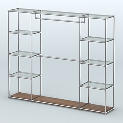 Торговая система ХРОМ без ДСП 2430 мм с прозрачными полками и поручнями №3, Орех