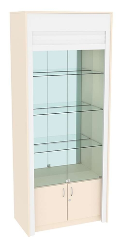 Торговая витрина с рольставнями ЭК-300-3, Крем Вайс