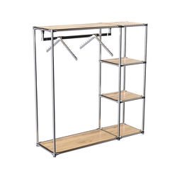 Хромированный стенд-вешало TD-43 №1-3 Хром с полками ДСП 16мм, Дуб Золотистый