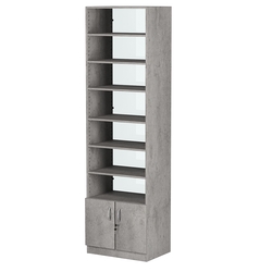 Стеллаж из ДСП с 6-ю полками 400x600 мм серии LEVEL-6 №7-1 (З/C - СТЕКЛО), Бетон Чикаго светло-серый F186 ST9