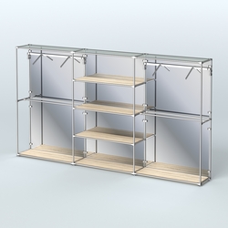 Торговая система ХРОМ (задняя стенка - зеркало) 3600 мм с полками ДСП и поручнями №10, Дуб Сонома