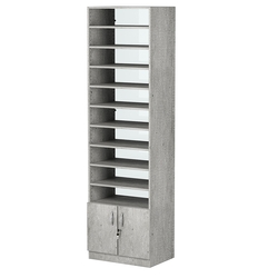 Стеллаж из ДСП с 9-ю полками 400x600 мм серии LEVEL-9 №7-1 (З/C - СТЕКЛО), Метрополитан Грей