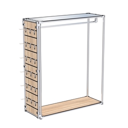 Хромированный стенд-вешало ETD-10 №1-4 (торец-ЭП) с полкой Зеркало 4мм, Дуб Сонома