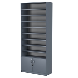 Стеллаж из ДСП с 8-ю полками 350x900 мм серии LEVEL-8 №13 (З/C - ДВП), Темно-Серый