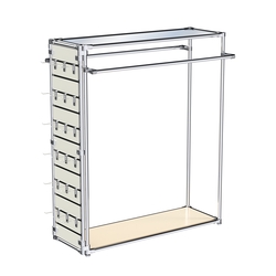 Хромированный стенд-вешало ETD-38 №1-4 (торец-ЭП) с полкой Зеркало 4мм, Крем Вайс