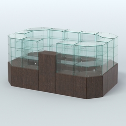 Стеклянный островок-павильон серии КОЛЬЦО прямоугольный №6, Дуб Венге