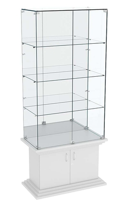 Витрина широкая с зеркалом и тремя полками ЦИТАДЕЛЬ №7, Серый