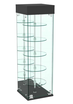 Витрина РОТАЦИЯ настольная с вращающимися полками №27-5 (задняя стенка - зеркало), Черный