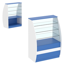 Торговый прилавок со стеклом серии БРИЗ №1-900 широкий, Делфт голубой U525 ST9