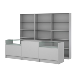 Комплект стеллажей ЭК-01 и прилавков ЭК-2, Серый