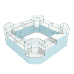 Остров ювелирный "Диаманд" №2, ЛДСП белый + МДФ голубой