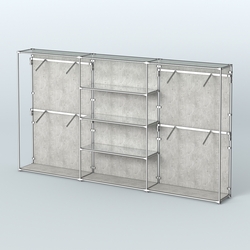 Торговая система ХРОМ (задняя стенка - ДСП) 3600 мм с зеркальными полками и поручнями №5, Метрополитан Грей