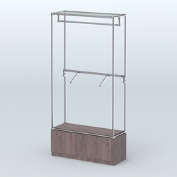 Торговая система ХРОМ без ДСП 1200 мм №2-1 с тумбой Т-11 и поручнями, Ясень Анкор темный