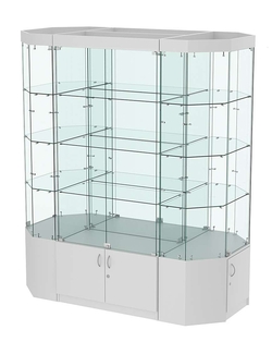 Стеклянная островная большая витрина с подсветкой серии Истра №801-О-900, Серый