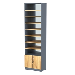 Стеллаж из ДСП с 7-ю полками 350x600 мм серии LEVEL-7 №6-2 (З/C - ЗЕРКАЛО), Темно-серый и Дуб Золотистый