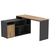 Стол угловой с тумбой СУ-07-П (правосторонний) Черный + Дуб Канзас коричневый