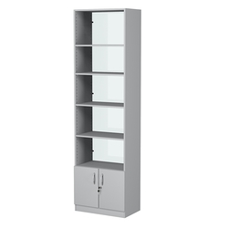 Стеллаж из ДСП с 4-мя полками 350x600 мм серии LEVEL-4 №6-1 (З/C - СТЕКЛО), Серый