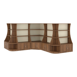 Угловой низкий стеллаж ГАРАНТ №4, Орех + Крем Вайс