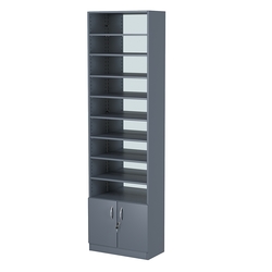 Стеллаж из ДСП с 8-ю полками 300x600 мм серии LEVEL-8 №5-2 (З/C - ЗЕРКАЛО), Темно-Серый