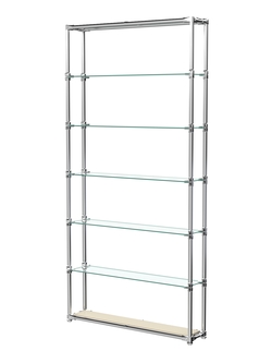 Пристенный торговый стеллаж ЛАЙТ с узкими стеклянными полками №1, Крем Вайс