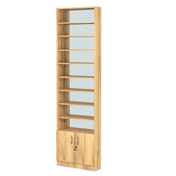 Стеллаж из ДСП с 8-ю полками 150x600 мм серии LEVEL-8 №2-2 (З/C - ЗЕРКАЛО), Дуб Золотистый