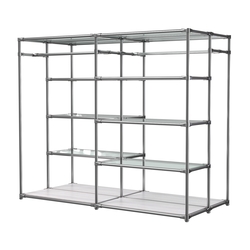 Хромированное вешало ПЛАТФОРМА №2-1 с полками стекло 6мм, Ясень Анкор светлый - U31104