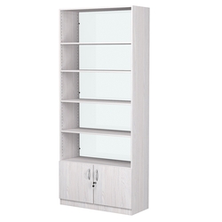 Стеллаж из ДСП с 4-мя полками 350x900 мм серии LEVEL-4 №13-1 (З/C - СТЕКЛО), Ясень Анкор светлый