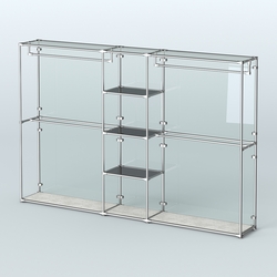 Торговая система ХРОМ (задняя стенка - стекло) 3030 мм с тонированными полками и поручнями №4, Метрополитан Грей