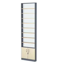 Стеллаж из ДСП с 8-ю полками 100x600 мм серии LEVEL-8 №1-1 (З/C - СТЕКЛО), Темно-серый + Крем Вайс