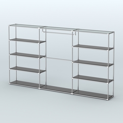 Торговая система ХРОМ без ДСП 3600 мм с полками ДСП и поручнями №1, Черный