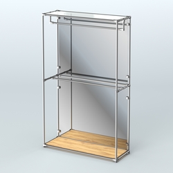 Торговая система ХРОМ (задняя стенка - зеркало) 1200 мм с поручнями №1, Дуб Золотистый