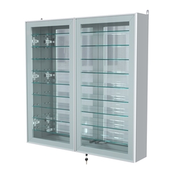 Витрина настенная №4-6А зеркальная с девятью полками серии Collecto, Серый