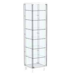 Витрина РОНДО с регулировочными полками №2-5-РЕГ на ножках (задняя стенка стекло), Белый