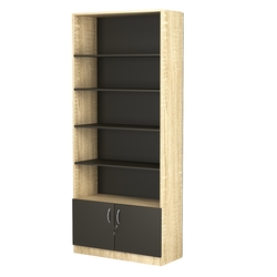 Стеллаж из ДСП с 4-мя полками 400x900 мм серии LEVEL-4 №14 (З/C - ДВП), Дуб Сонома + Черный