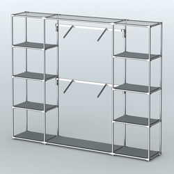 Торговая система ХРОМ без ДСП 2430 мм с полками ДСП и поручнями №7, Темно-Серый