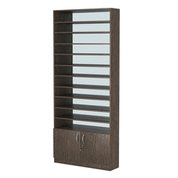 Стеллаж из ДСП с 10-ю полками 250x900 мм серии LEVEL-10 №11-2 (З/C - ЗЕРКАЛО), Дуб Венге