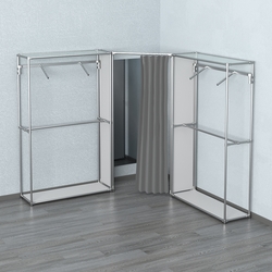 Примерочная с зеркалом из системы ХРОМ с поручнями №4-1, Серый