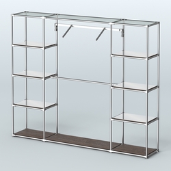 Торговая система ХРОМ без ДСП 2430 мм с зеркальными полками и поручнями №11, Дуб Венге