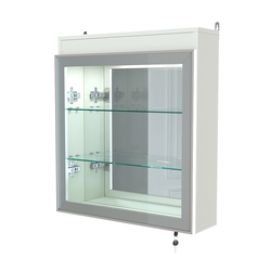 Витрина настенная №1-4А с подсветкой и зеркалом серии Collecto, Белый