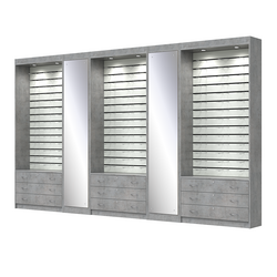 Комплект витрин под очки №11+1+11+1+11 (открытый доступ), Бетон Чикаго светло-серый F186 ST9