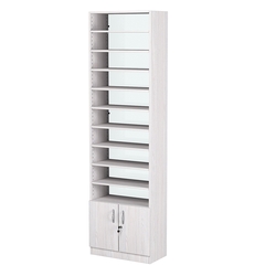 Стеллаж из ДСП с 10-ю полками 300x600 мм серии LEVEL-10 №5-2 (З/C - ЗЕРКАЛО), Ясень Анкор светлый