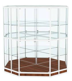 Витрина из профиля островная восьмигранная №4, Орех