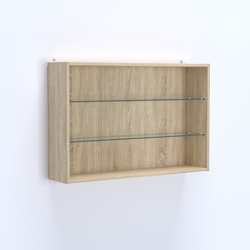 Витрина настенная №203-1Г открытая с двумя полками из стекла, Дуб Сонома