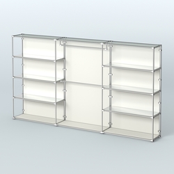 Торговая система ХРОМ (задняя стенка - ДСП) 3600 мм с зеркальными полками и поручнями №1, Белый