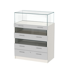 Прилавок ювелирный "Диаманд" №3-1000 пристенный, Белый + Серый