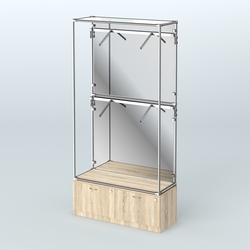 Торговая система ХРОМ (задняя стенка - зеркало) 1200 мм №3-3 с тумбой Т-15 и поручнями, Дуб Сонома