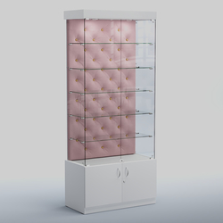Высокая стеклянная витрина КАПИТОНЕ №501, Белый + 14 Flamingo